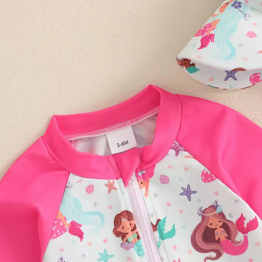 Sea Princess Mermaid Swimsuit & Matching Hat
