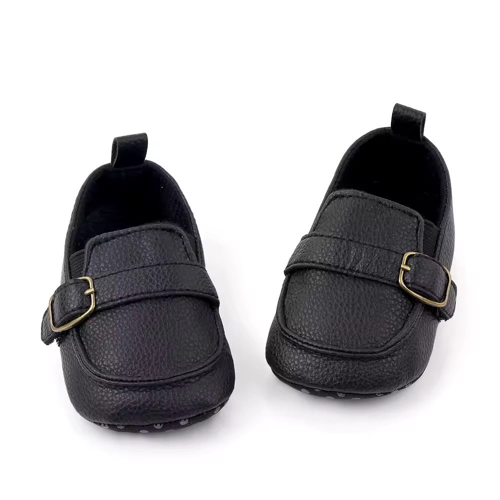 Black Formal Baby Boy Shoes with Buckle
