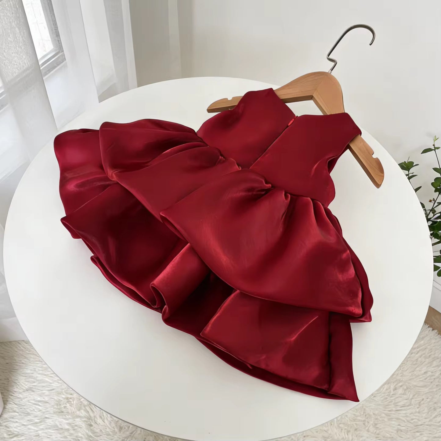 Burgundy Cotton-Lined Party Dress