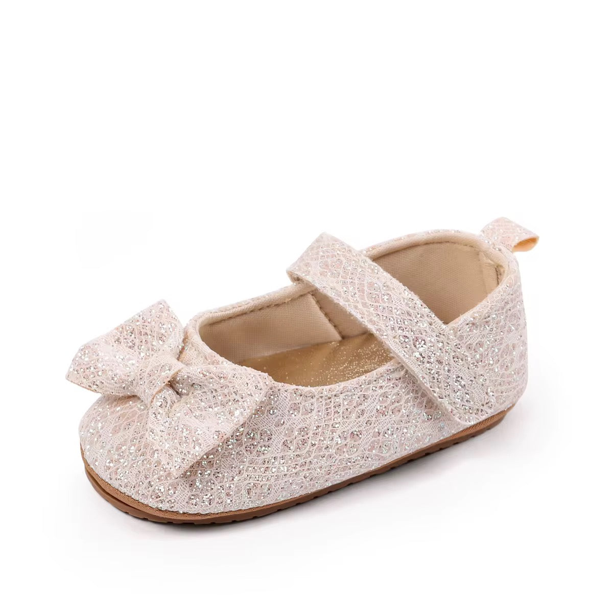 Glitter Gold Bow Baby Shoes