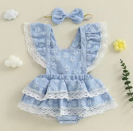 Soft Sky Ruffle Elegant Dress