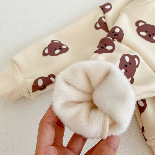 Warm Beige Bear Print Pajamas
