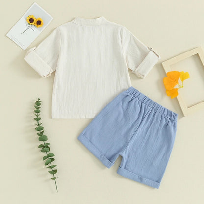 Baby Boy Blue cotton Shirt & Shorts Set