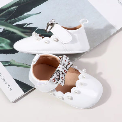 Pearl Embellished White Baby Shoes