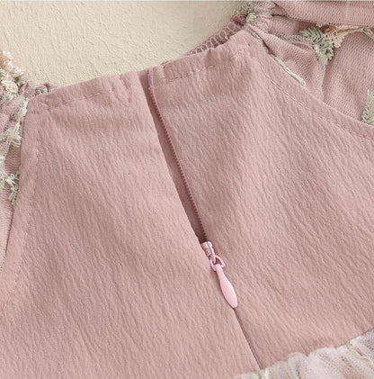 Vintage Rose Princess Lace Dress with Bonnet