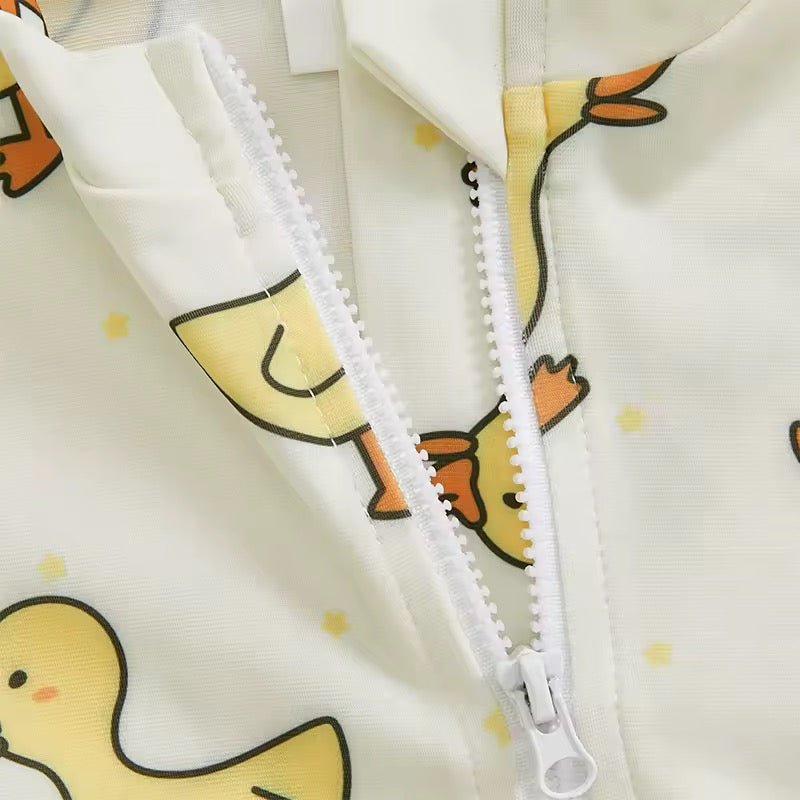 Baby Girl Duck Print Swimwear & Cap Set