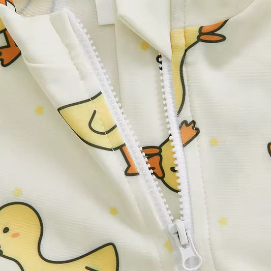 Baby Girl Duck Print Swimwear & Cap Set