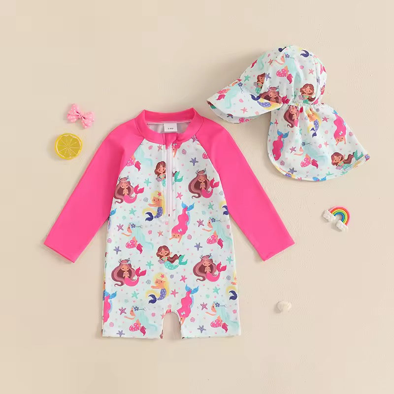 Sea Princess Mermaid Swimsuit & Matching Hat