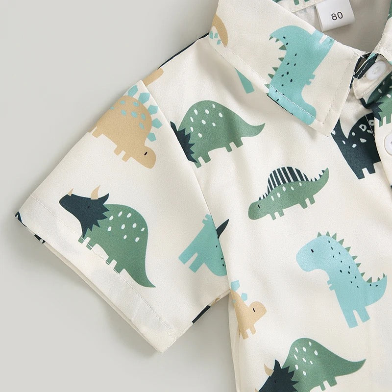 Toddler Dinosaur Print Short Sleeve Summer Set
