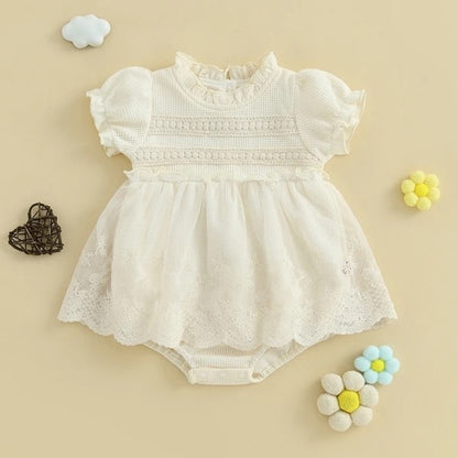 Off-White Lace Princess Romper Dress