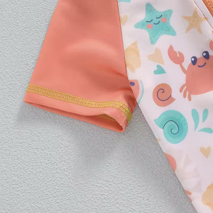 3-Piece Crab & Starfish Swim Set with Neck Protection Hat