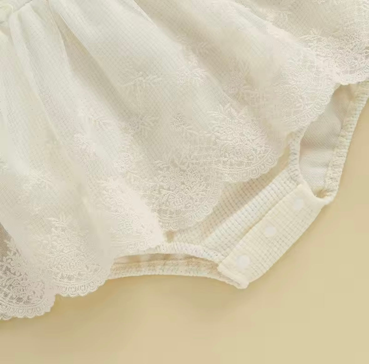 Off-White Lace Princess Romper Dress