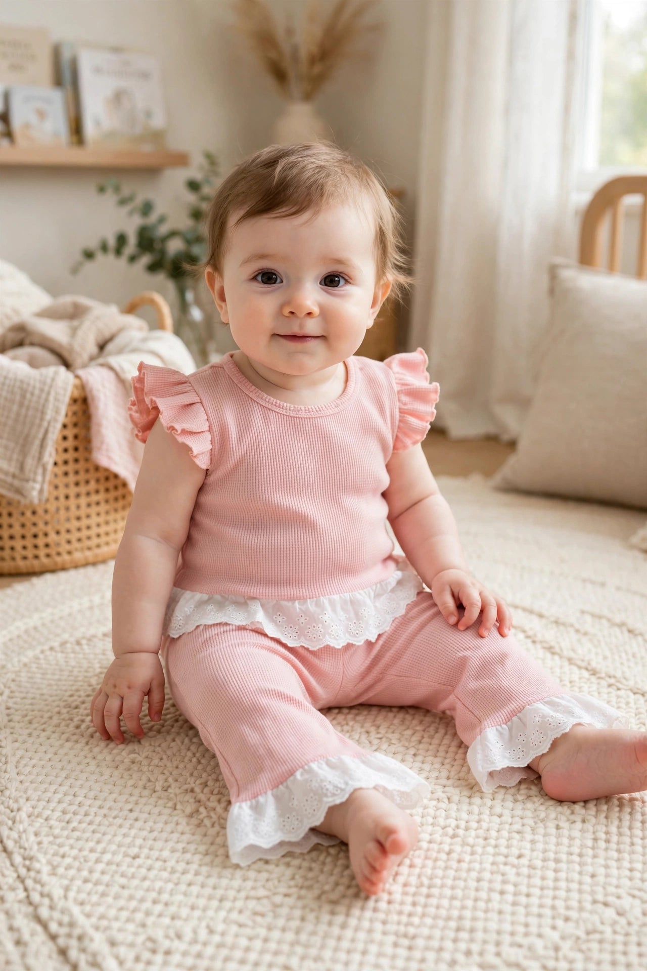 Ruffle Top with Removable Bow & Lace Pants