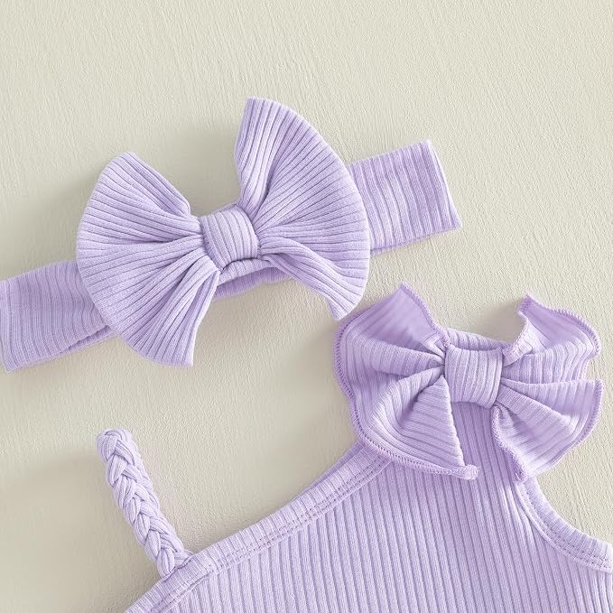 3-Piece One-Shoulder Bow Top & Shorts Set