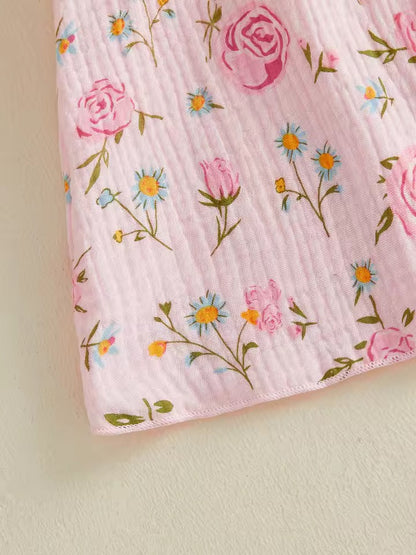 Soft Pink Floral Cotton Summer Dress