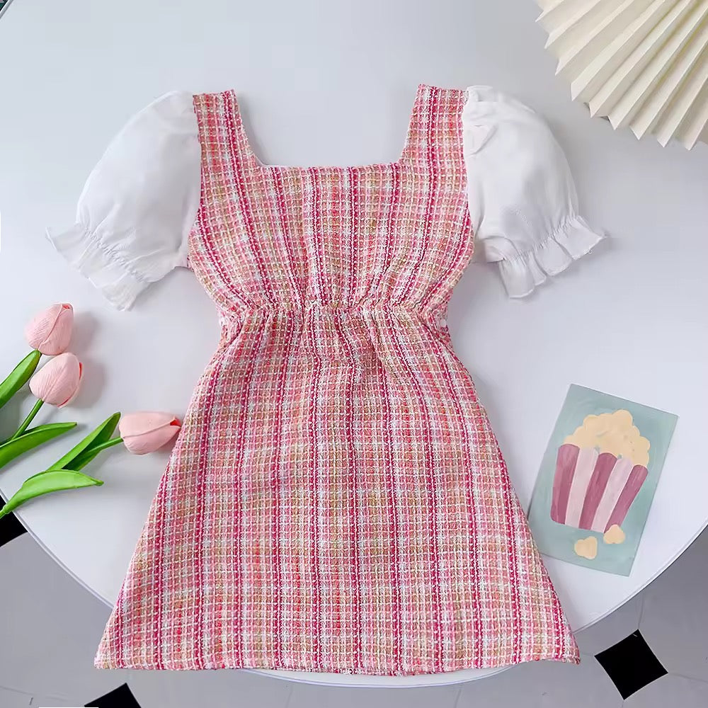 Classy Pink Tweed Princess Dress