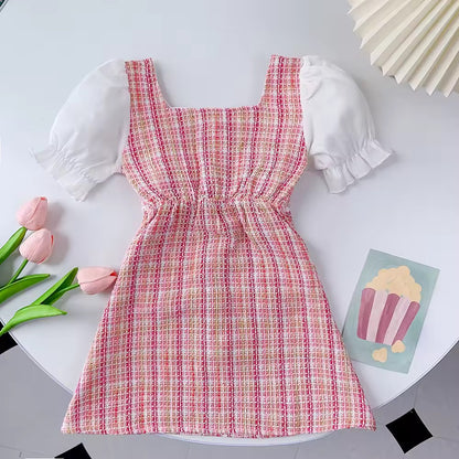 Classy Pink Tweed Princess Dress