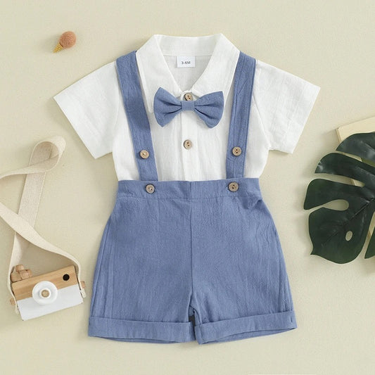 Baby Boy Blue Gentleman Set with Suspenders