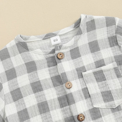 Baby Boy Grey Checkered Cotton Set