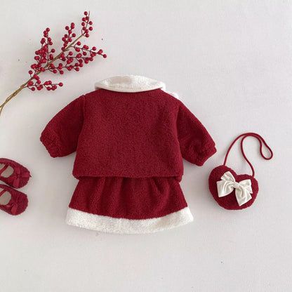 Chic Red Winter Set with Bag