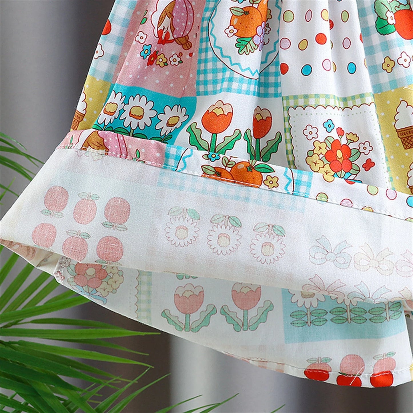 Baby Girl Vintage Patchwork Print Dress with Peter Pan Collar