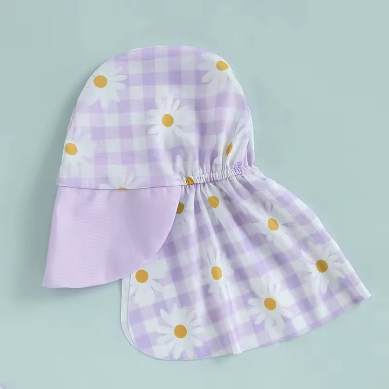 Pastel Flower Long Sleeve Swimwear & Matching Cap