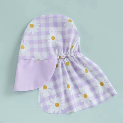 Pastel Flower Long Sleeve Swimwear & Matching Cap