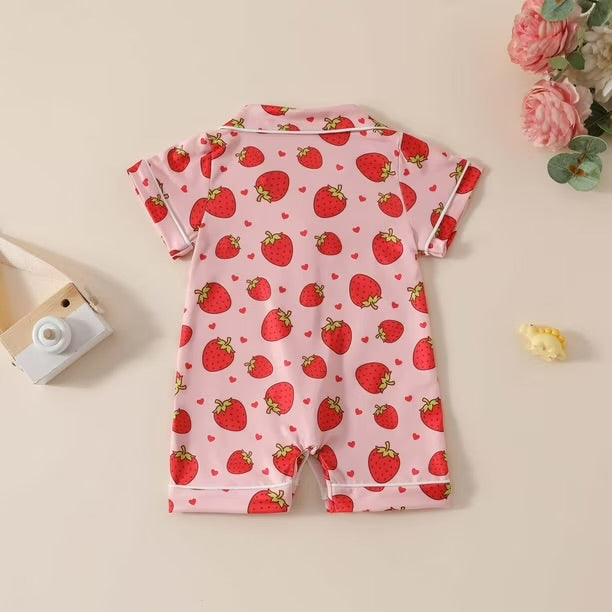 Soft & Chic Strawberry Night-Romper