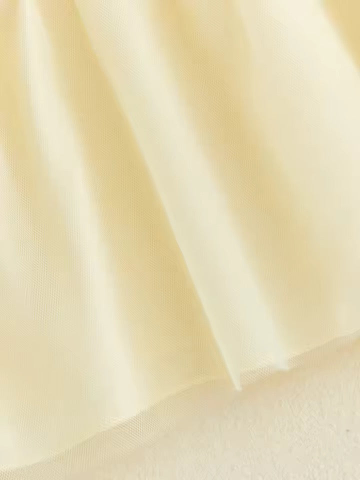 Soft Yellow Bow Sleeveless Summer Dress