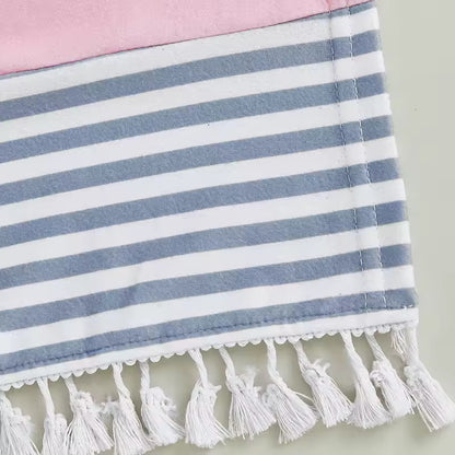 Classic pink & White Striped Beach Towel