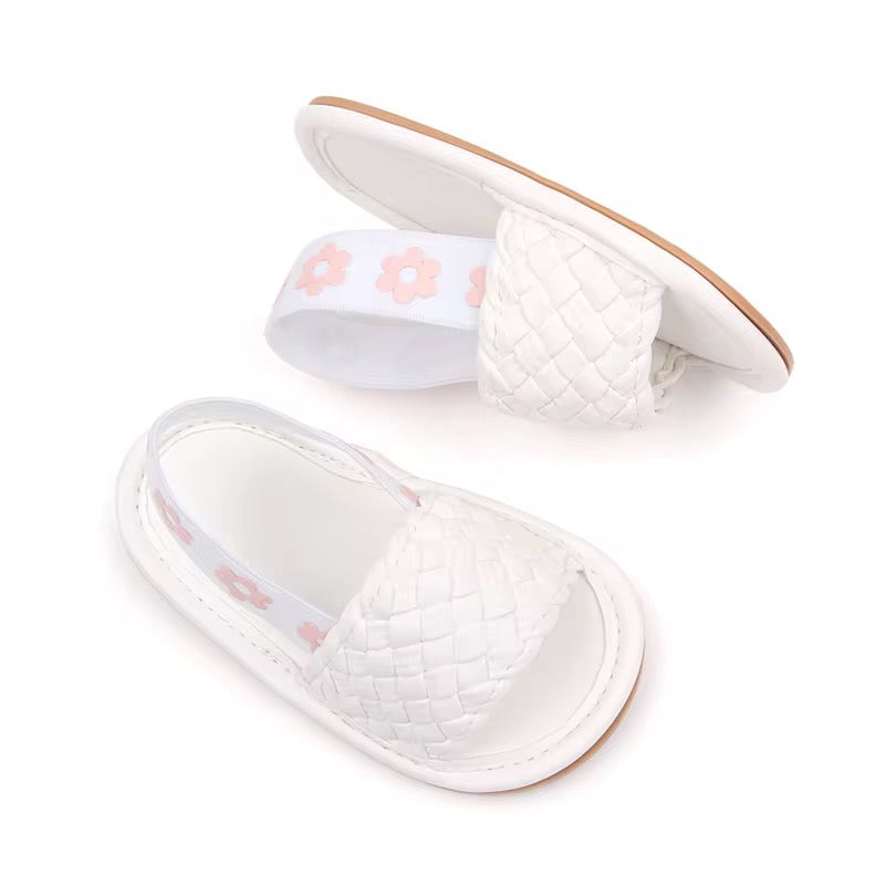 White Woven Baby Slide Slippers