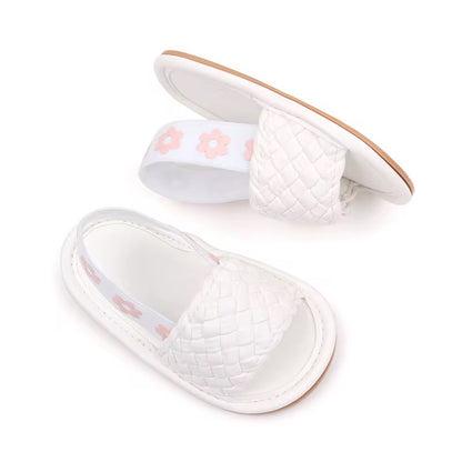 White Woven Baby Slide Slippers