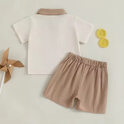 Baby Boy Beige Polo Shirt & Shorts Set