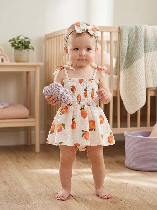 Elegant Apricot Soft Cotton Romper