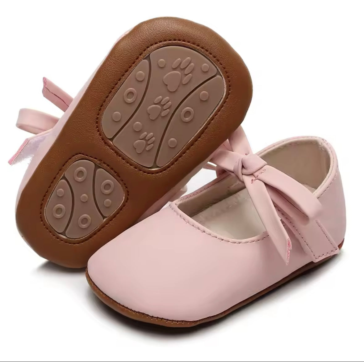 Soft Pink Baby Shoes with Tied Bow