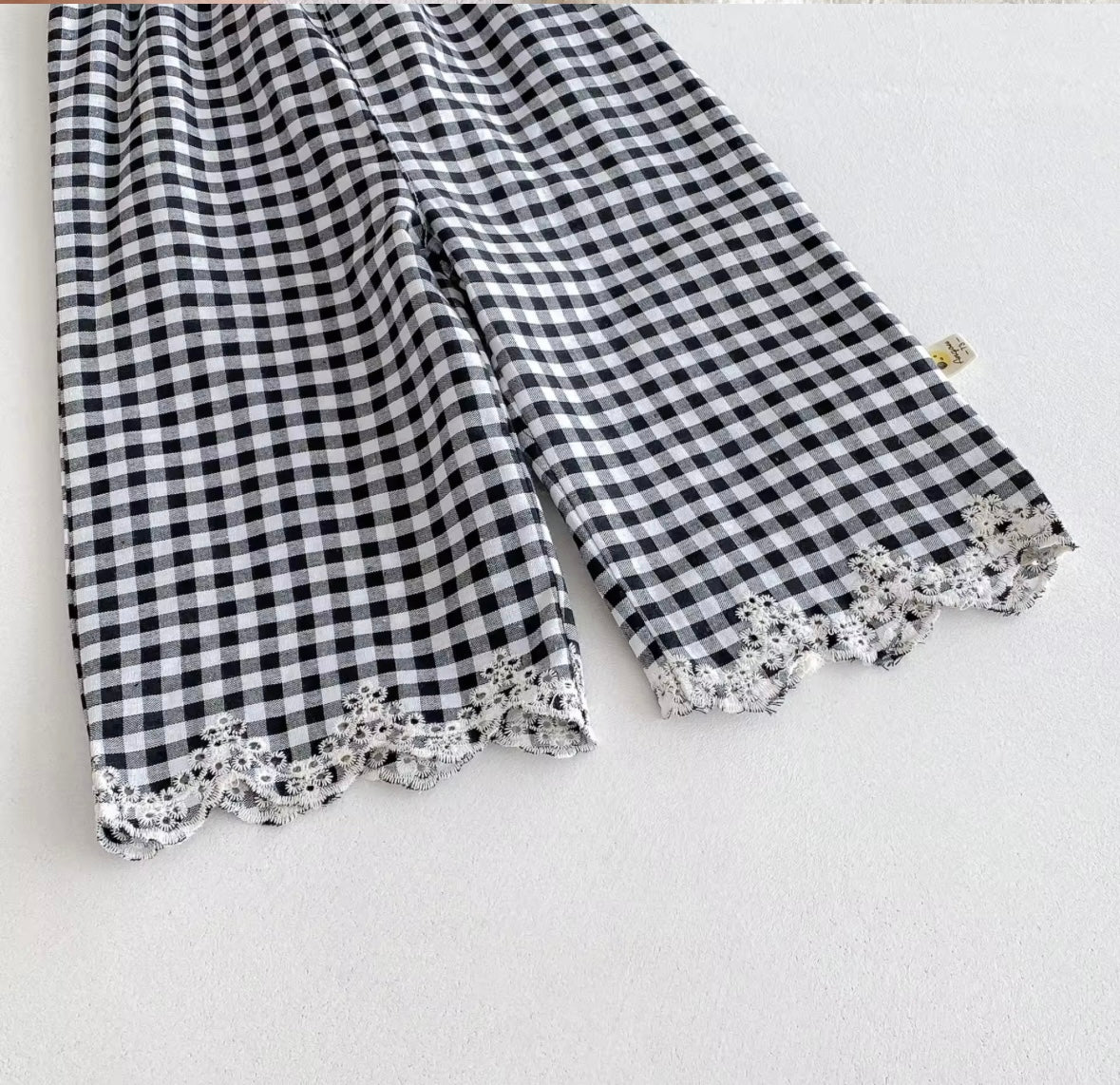 Black & White Plaid Overall Set