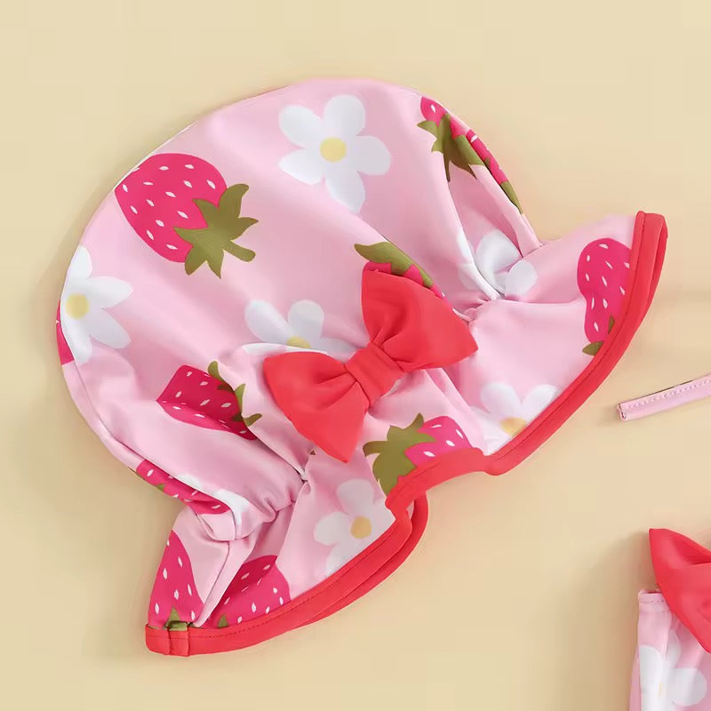 Sweet Strawberry Swimsuit & Matching Hat