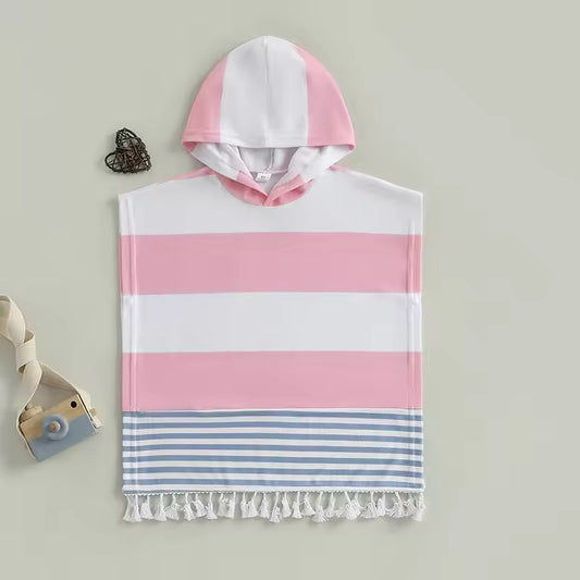 Classic pink & White Striped Beach Towel