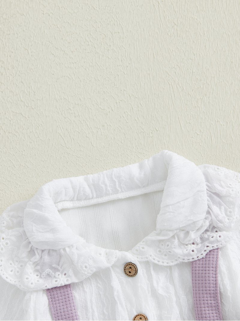 Elegant Purple Waffle Knit Jumpsuit with Lace Collar