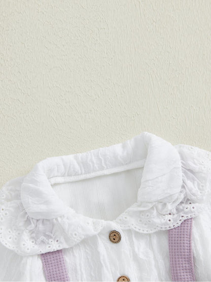 Elegant Purple Waffle Knit Jumpsuit with Lace Collar