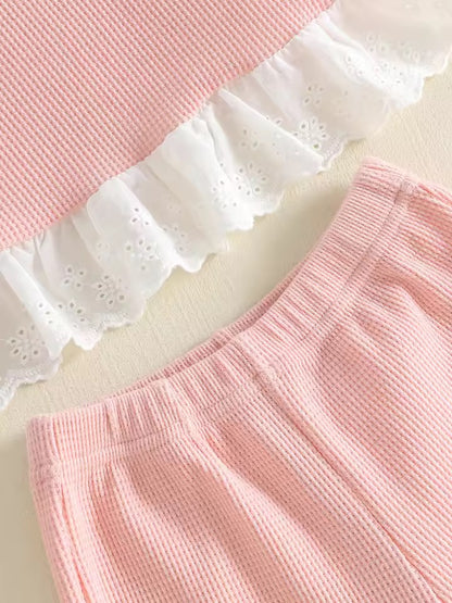 Ruffle Top with Removable Bow & Lace Pants