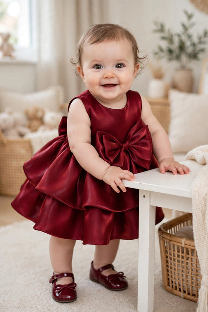 Burgundy Cotton-Lined Party Dress