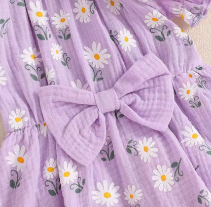 Lavender Floral Cotton Romper for Infant Girls
