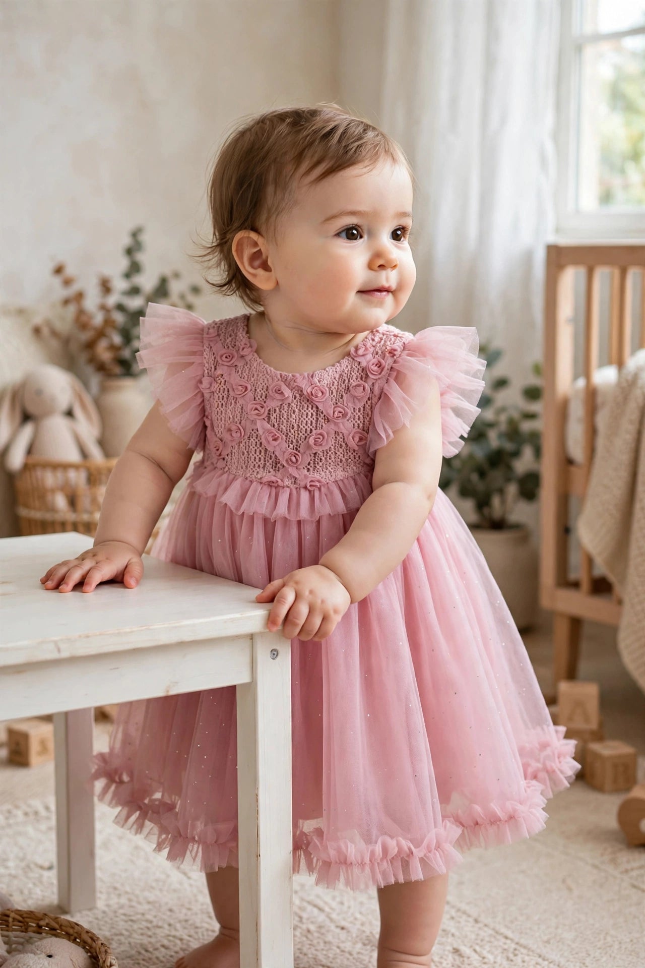 Pink Ruffled Princess Occasion Dress