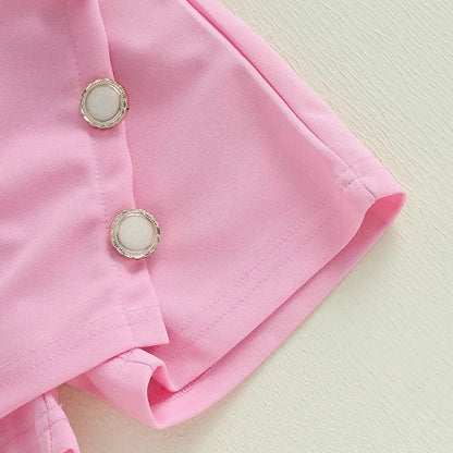 Classy Pink Pearl-Vibe Skort Set
