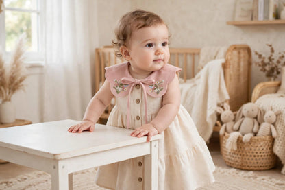 Floral Embroidered Cotton Linen Dress