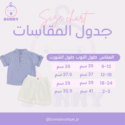 Baby Boy Blue Striped Shirt & White Shorts Set