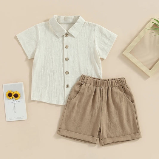 Baby Boy Beige cotton Summer Set
