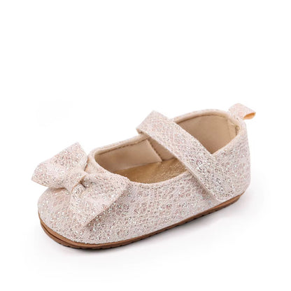 Glitter Gold Bow Baby Shoes
