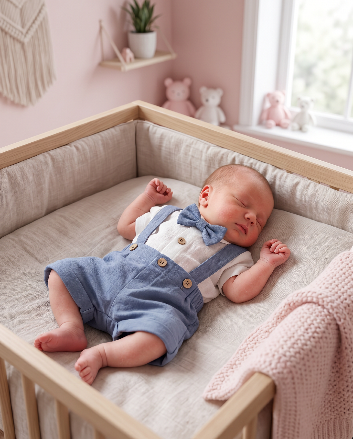 Baby Boy Blue Gentleman Set with Suspenders